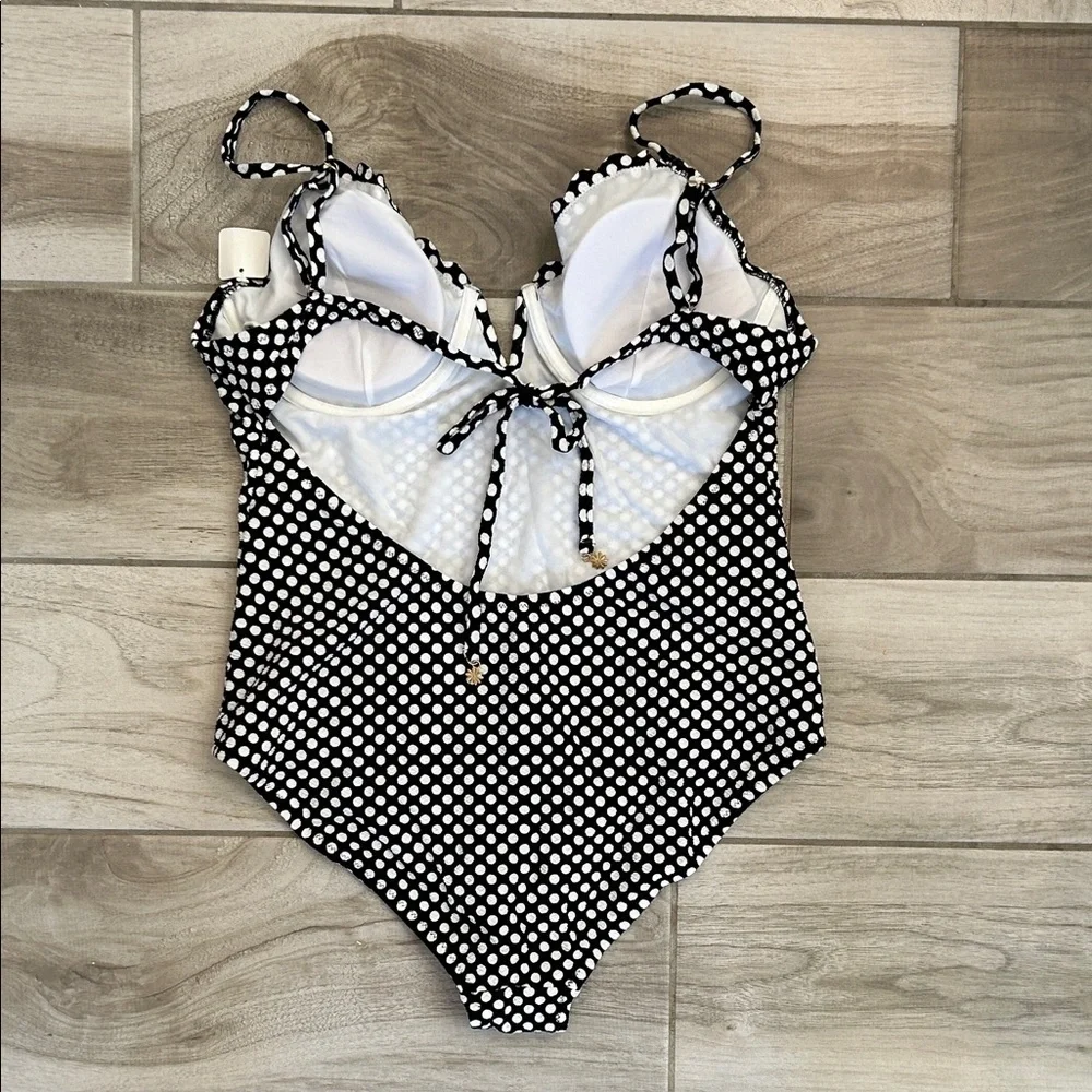 Jessica Simpson Black and White Polka Dot One-Piece Swimsuit